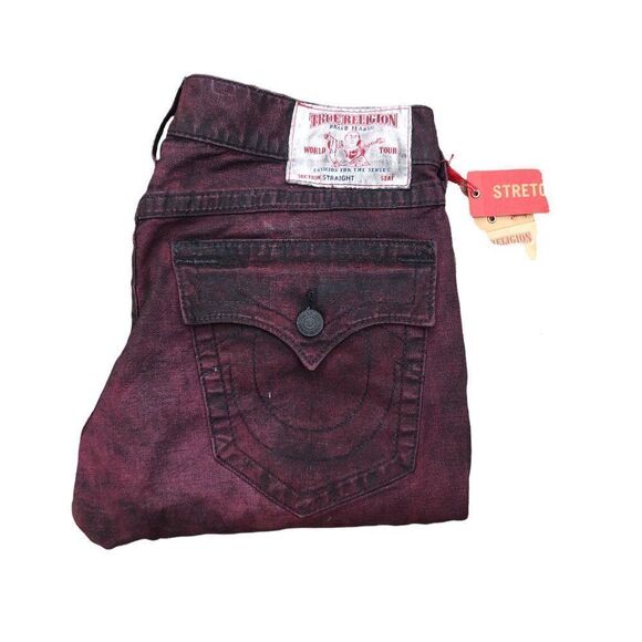 Brand New True Religion Jeans Size 32 STRAIGHT BIG T Red - Picture 7 of 11